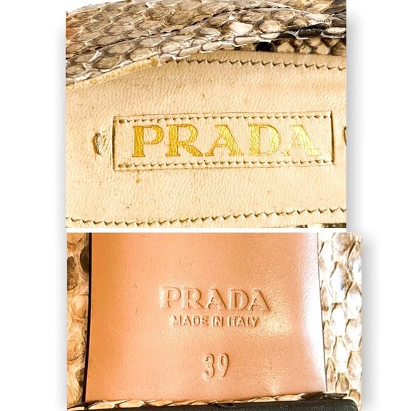 Prada Beige Snake Leather Ballet Flats 39 EU with Metal Buttons 1F474DF005 - Picture 10 of 16